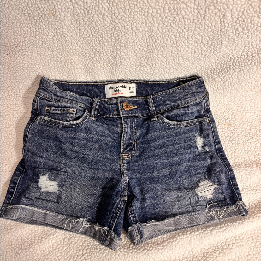 Abercrombie Kids Blue Jean Bundle Shorts with Frayed Hem - Picture 4 of 16